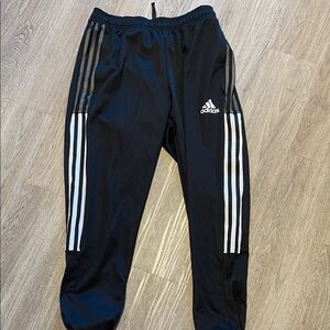Adidas Black Joggers with White Stripes